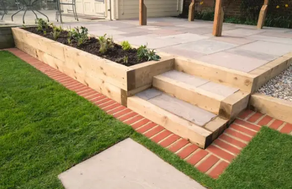 wooden stairs for garden