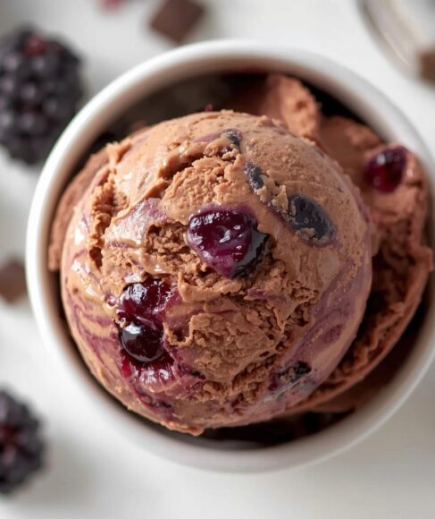 Homemade Black Berry Chocolate Ice Cream Recipe