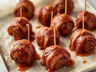 BBQ Bacon-Wrapped Meatballs