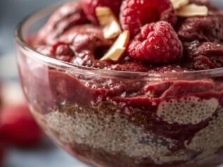 Decadent Raspberry, Chocolate & Almond Chia Pudding