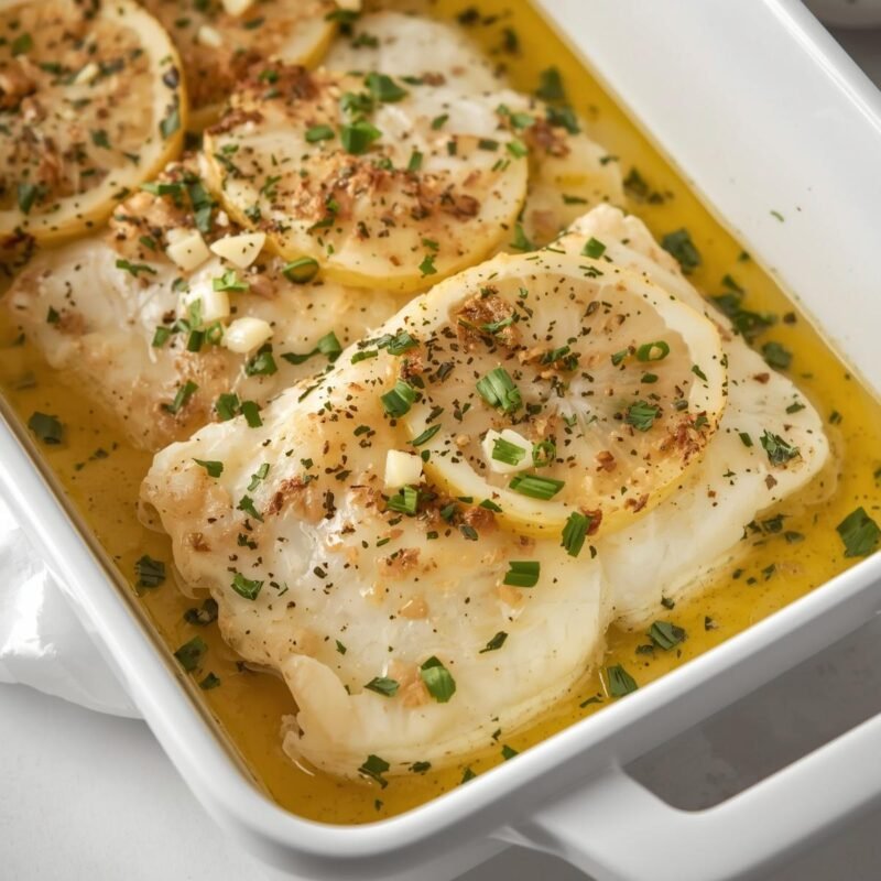 Buttery Lemon Garlic Baked Cod