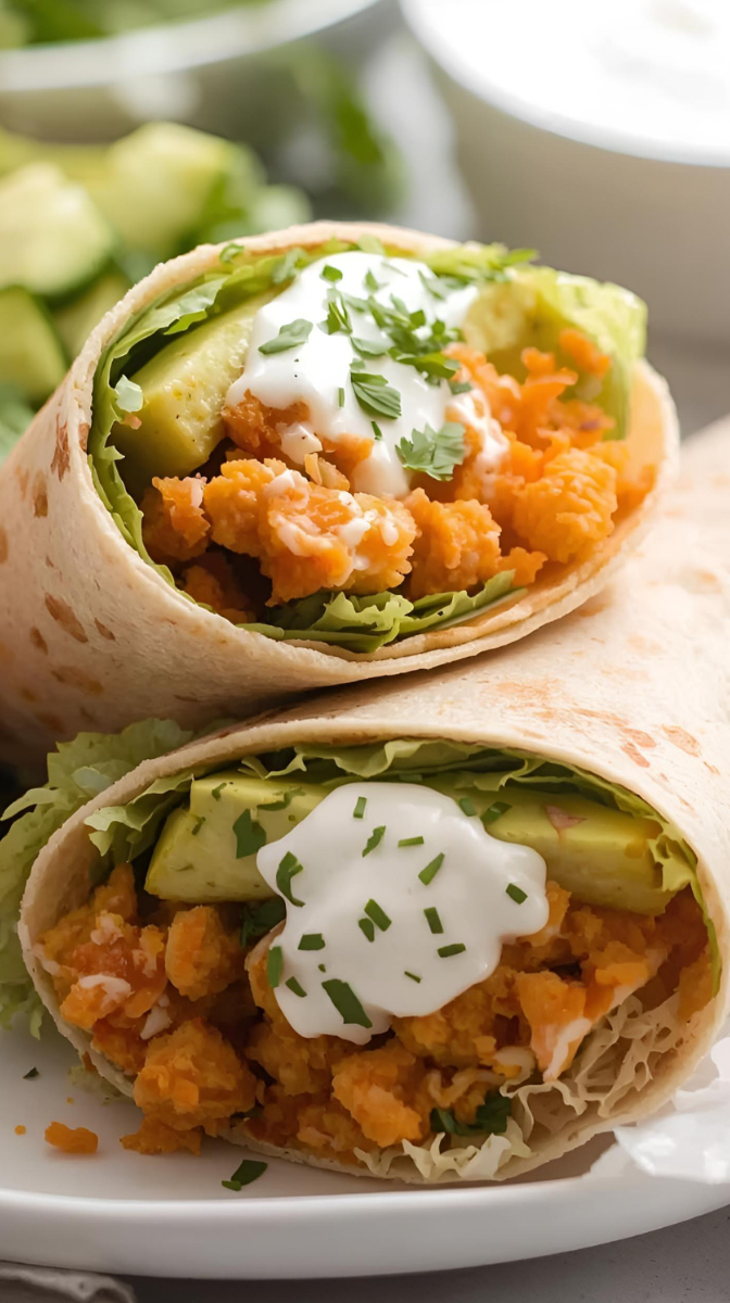 Buffalo Chickpea Wrap with Ranch Dressing
