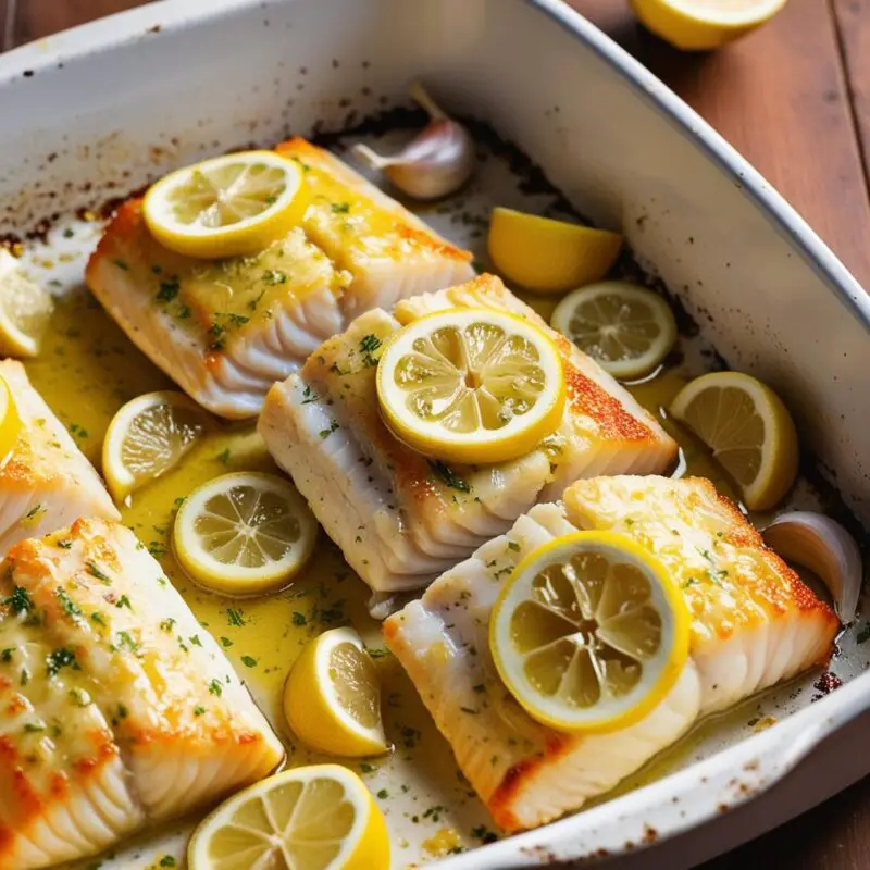 Buttery Lemon Garlic Baked Cod