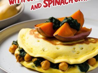 Chickpea Omelette with Curried Sweet Potato and Spinach