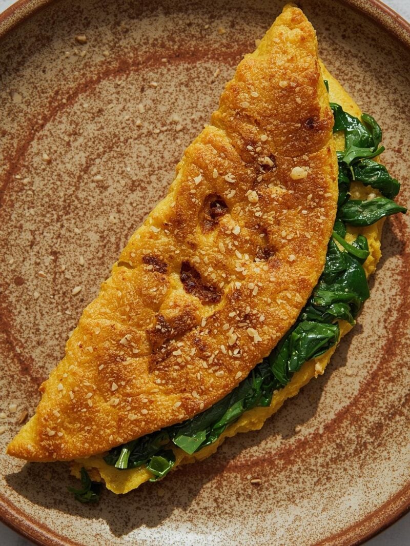 Chickpea Omelette with Spinach