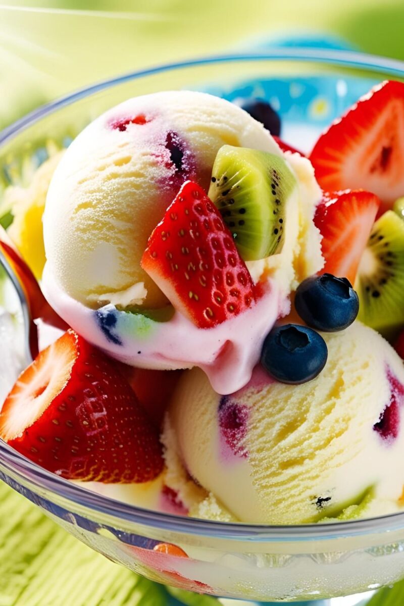 Fruit Salad Sorbet Ice Cream