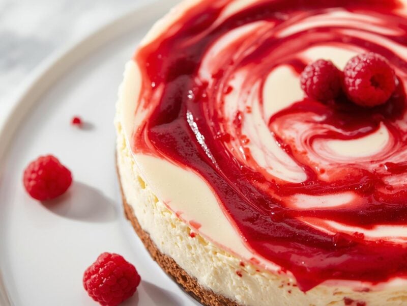 Raspberry Swirl No-Bake Cheesecake