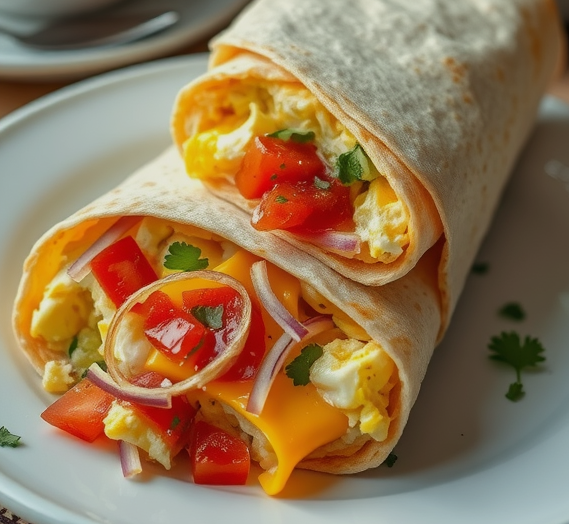 Breakfast Wrap with Scrambled Eggs and Salsa