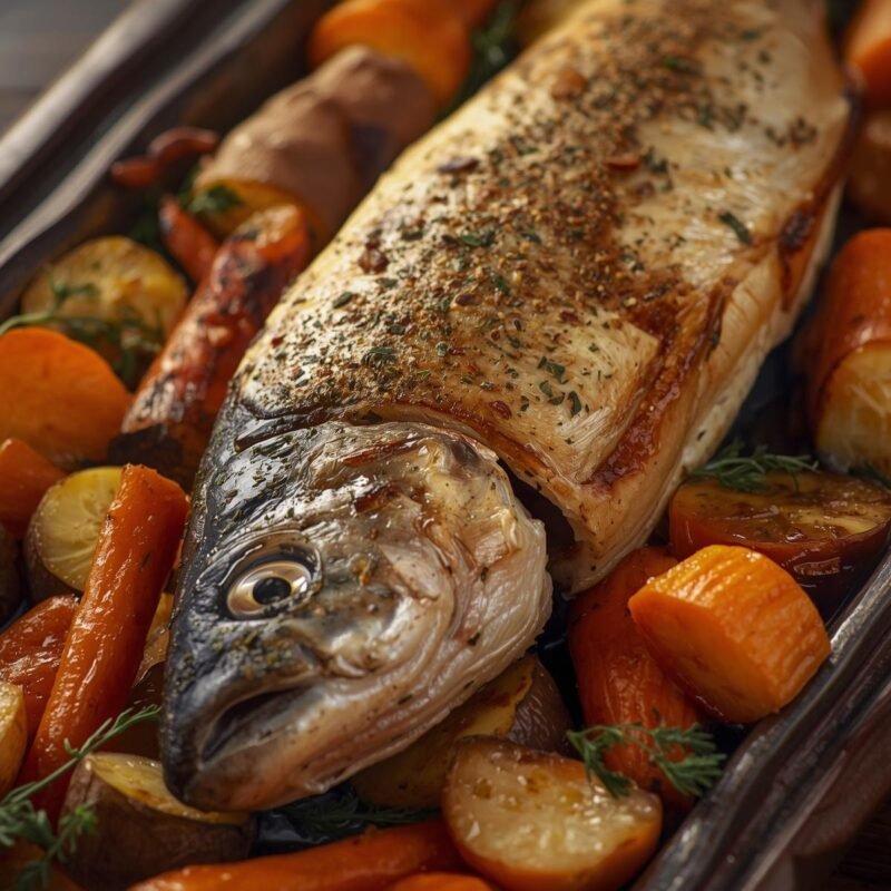 Baked Fish with Roasted Vegetables