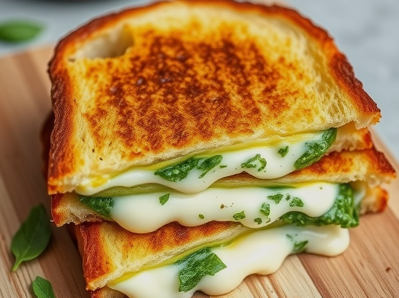 Pesto and Mozzarella Grilled Cheese