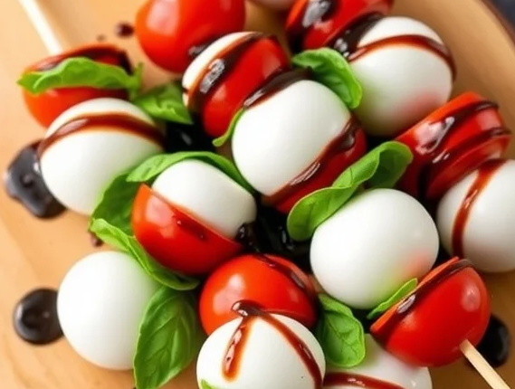 Caprese Skewers with Balsamic Glaze