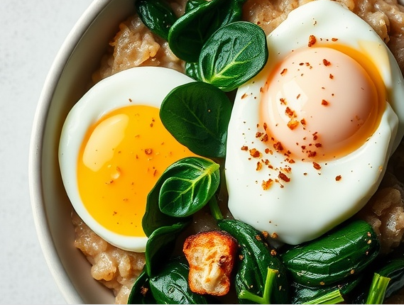 Oatmeal with Spinach and Eggs