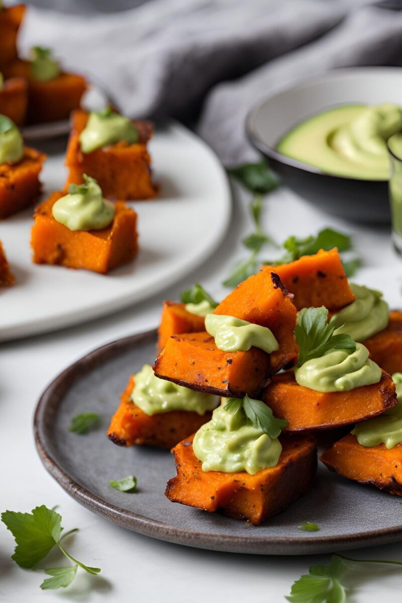 Sweet Potato Bites with Avocado Cream