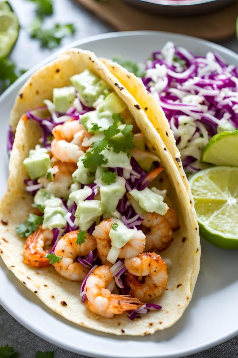 Spicy Shrimp Tacos with Cilantro Lime Slaw