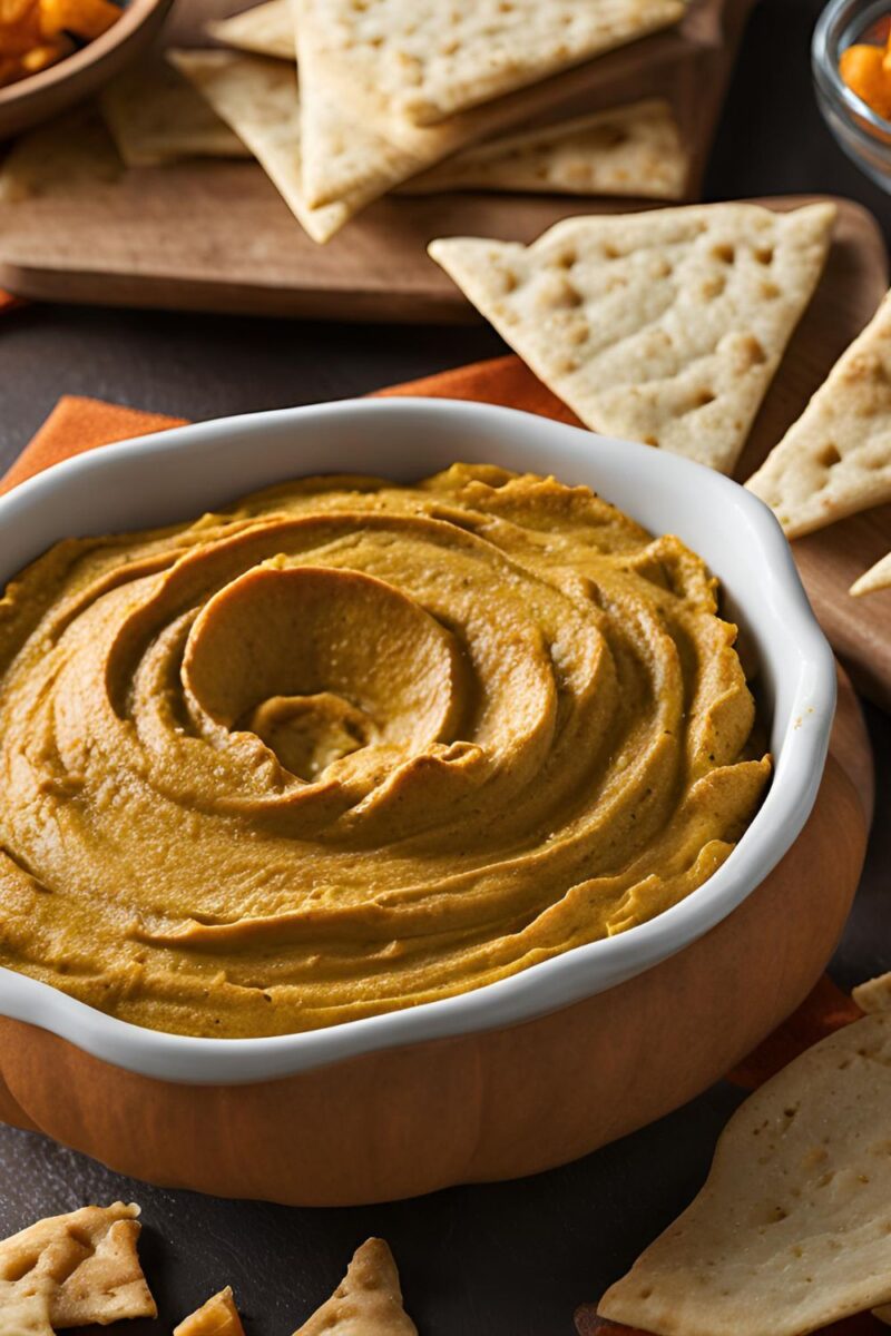 Pumpkin Hummus with Pita Chips