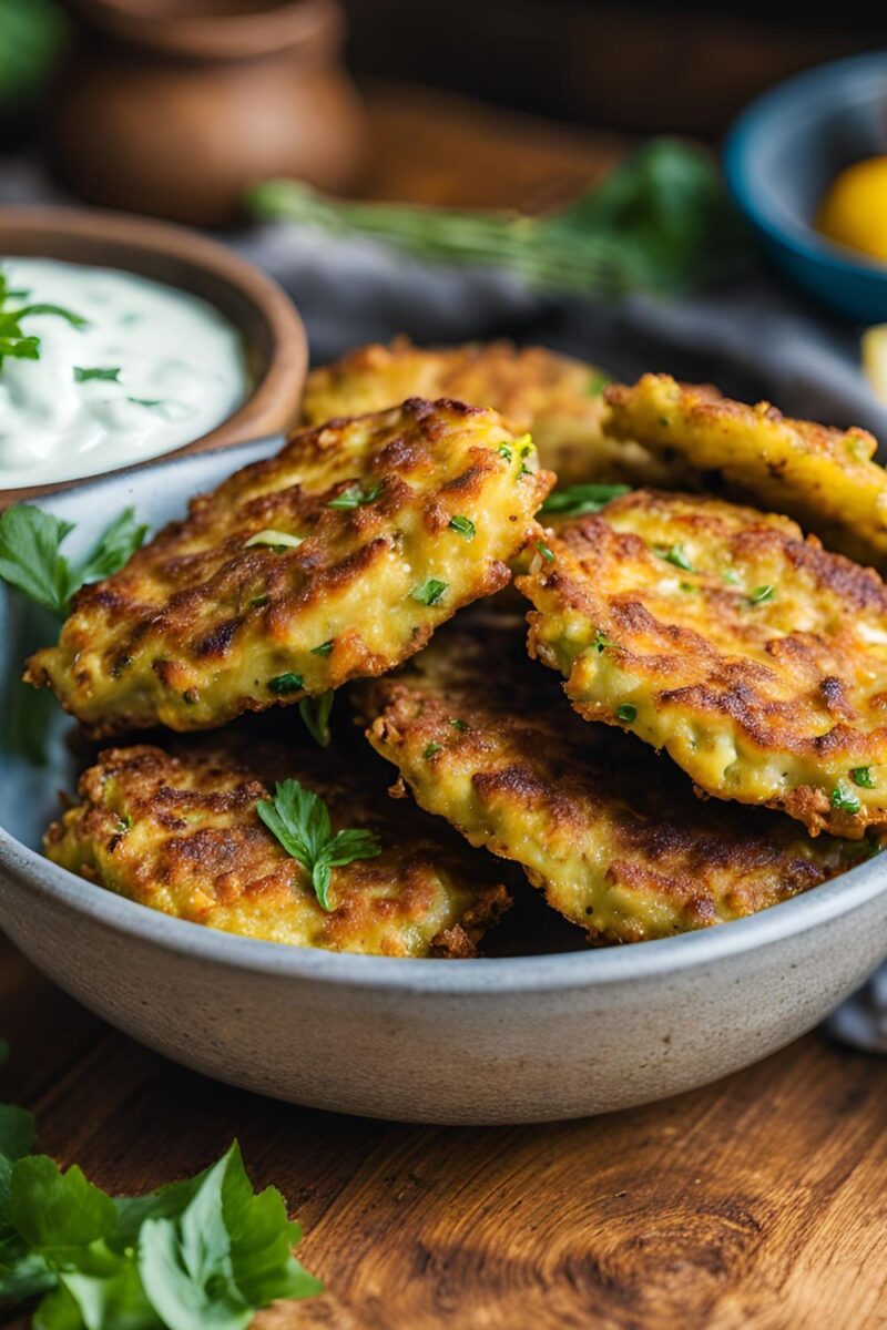 Zucchini Fritters with Tzatziki Sauce