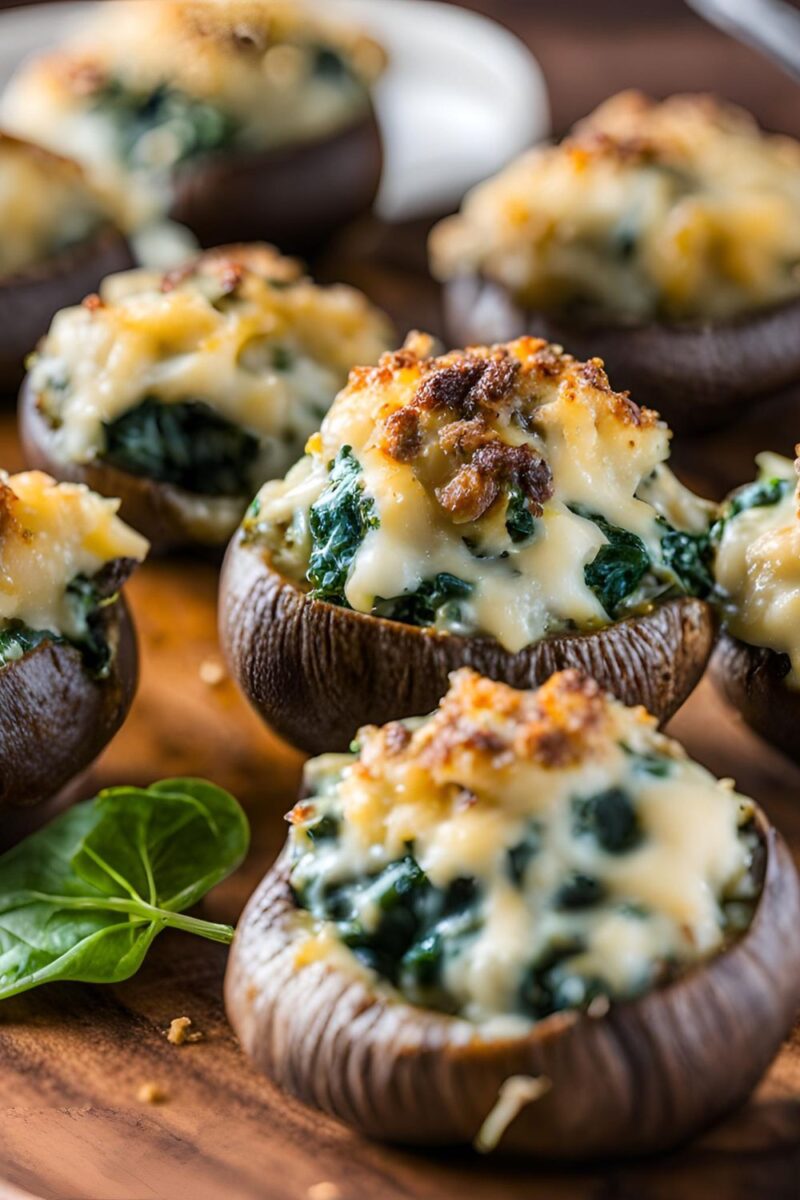 Savory Spinach and Cheese Stuffed Mushrooms