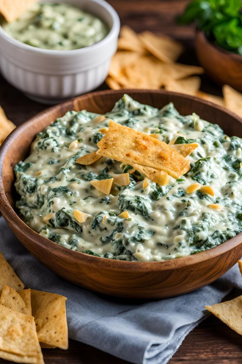 Spinach Artichoke Dip with Tortilla Chips