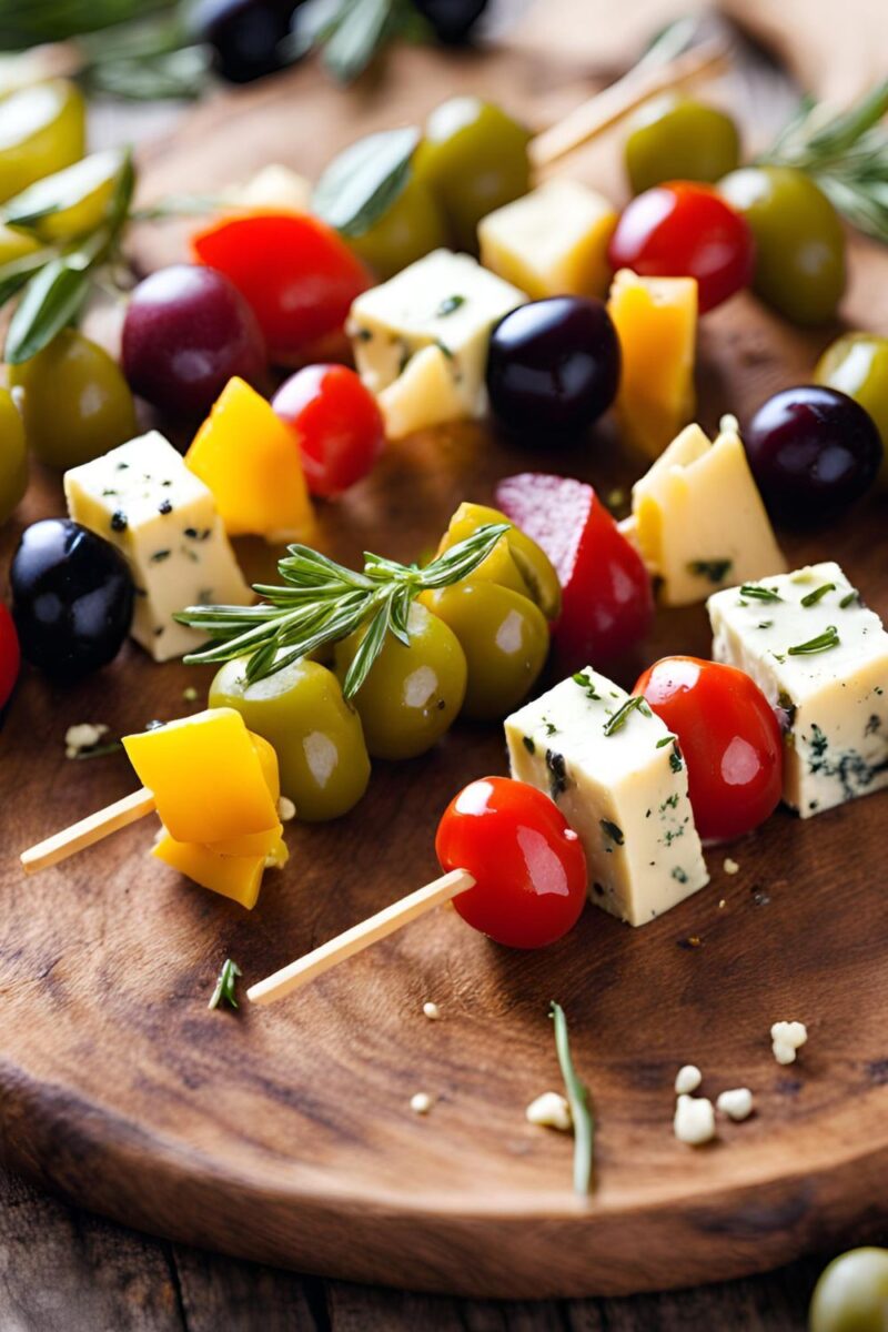 Antipasto Skewers with Olives and Cheese