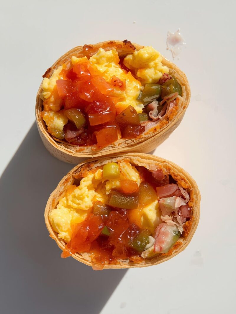 Breakfast Burritos with Eggs and Salsa