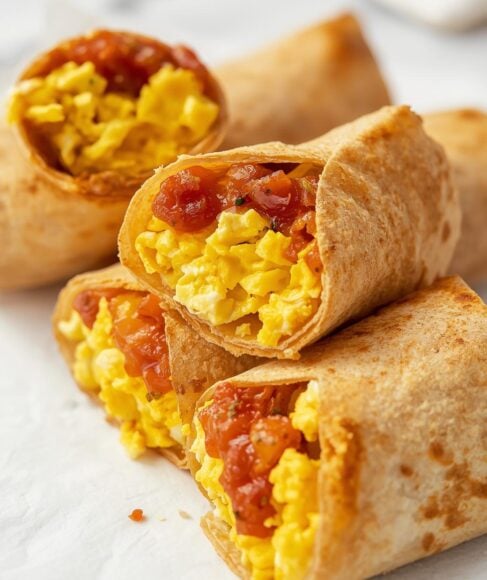 Breakfast Burritos with Eggs and Salsa