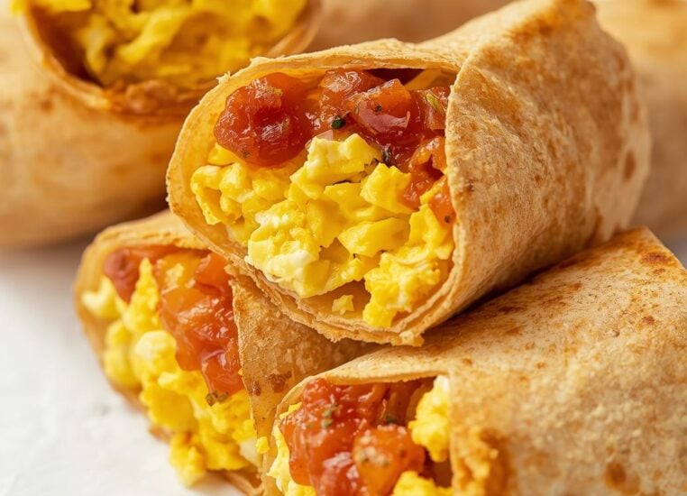 Breakfast Burritos with Eggs and Salsa
