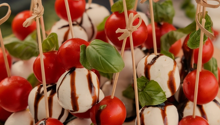 Mini Caprese Skewers with Balsamic Glaze