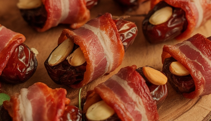 Bacon-Wrapped Dates Filled with Almonds