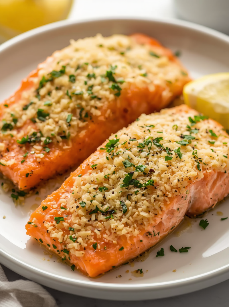 Garlic Parmesan Crusted Salmon