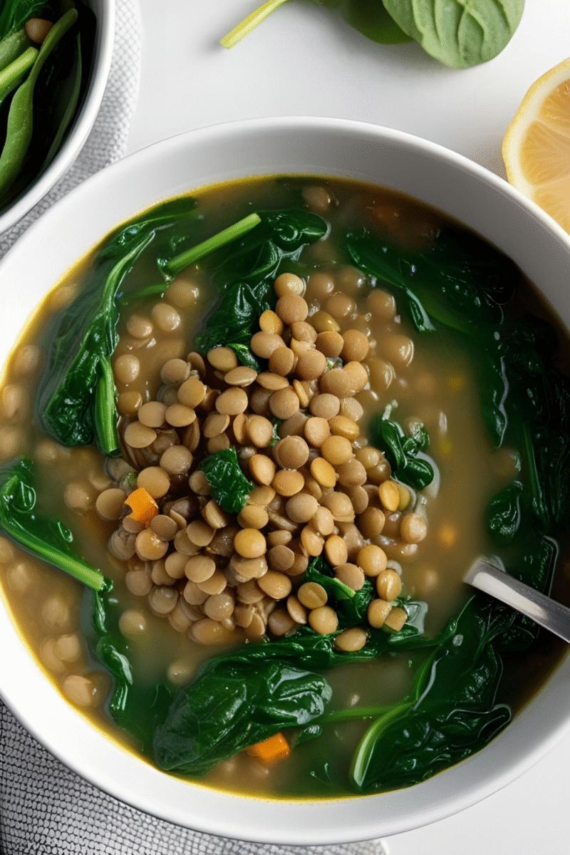 Lentil Soup with Spinach and Lemon