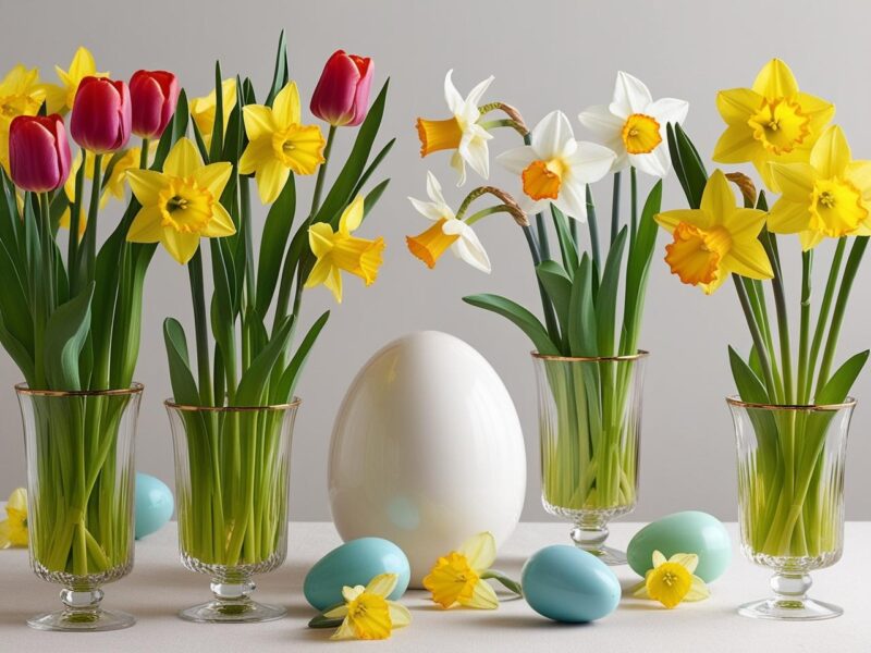 Vibrant Tulip and Daffodil Centerpieces Easter Displays