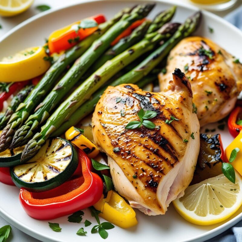  Grilled Lemon Herb Chicken with Summer Vegetables