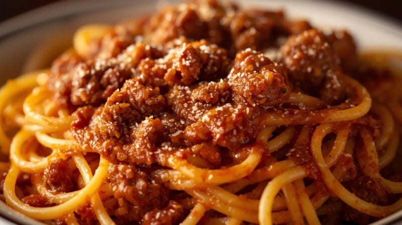 Classic Spaghetti with Ground Sausage Sauce