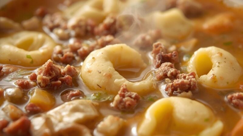 Creamy Ground Sausage and Tortellini Soup