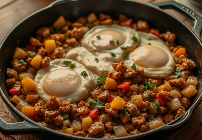 Ground Sausage Breakfast-for-Dinner Skillet