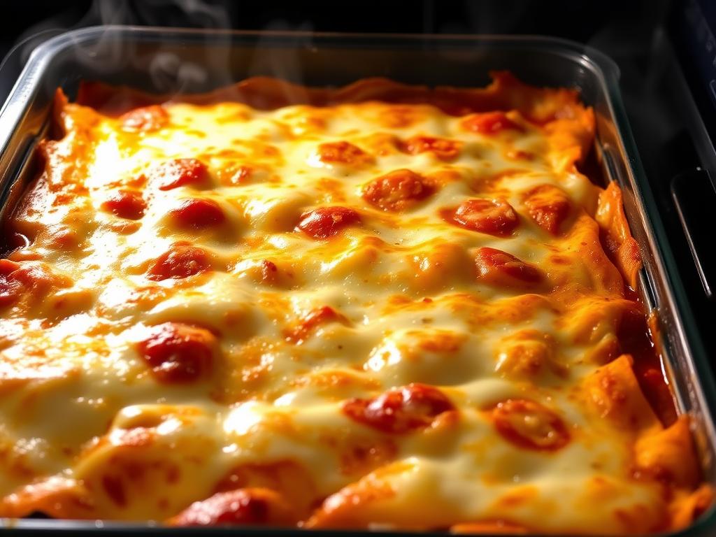 Baked vegetarian lasagna fresh from the oven Baked vegetarian lasagna fresh from the oven