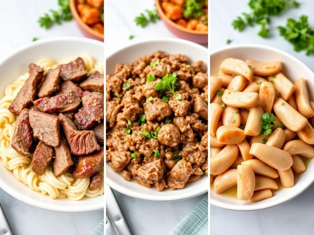 Different variations of Beef Stroganoff Different variations of Beef Stroganoff