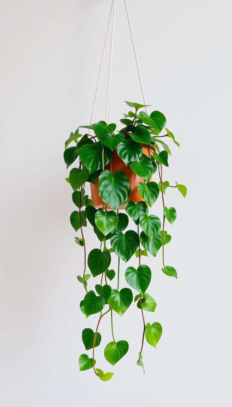 Heartleaf Philodendron with trailing vines of heart-shaped green leaves - ideal for indoor plant beginners Heartleaf Philodendron with trailing vines of heart-shaped green leaves - ideal for indoor plant beginners