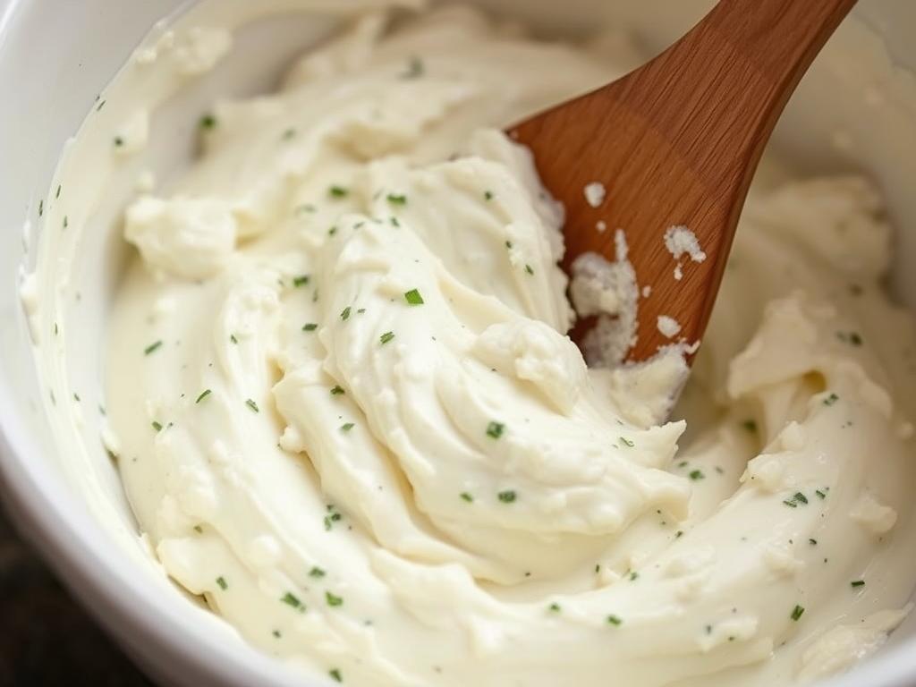 Ricotta cheese mixture being prepared in a bowl Ricotta cheese mixture being prepared in a bowl