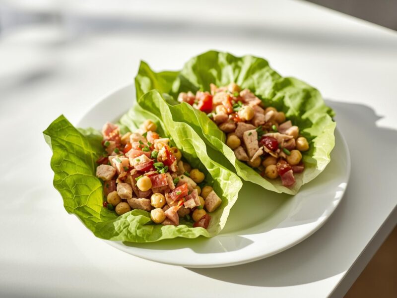 Tuna and Chickpea Lettuce Wraps