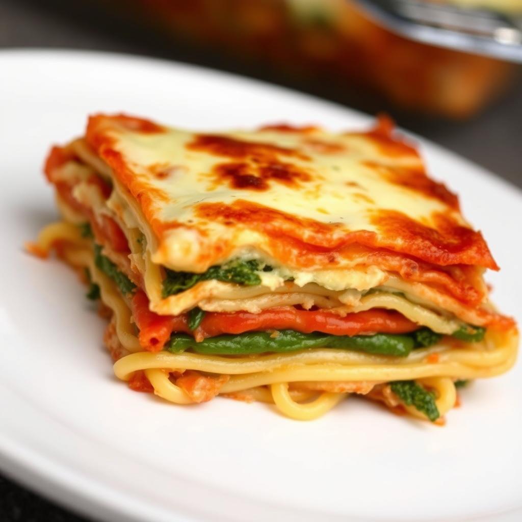 Vegan vegetarian lasagna with plant-based cheese Vegan vegetarian lasagna with plant-based cheese