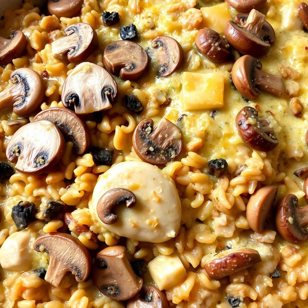 Chicken and Rice Casserole with additional mushrooms