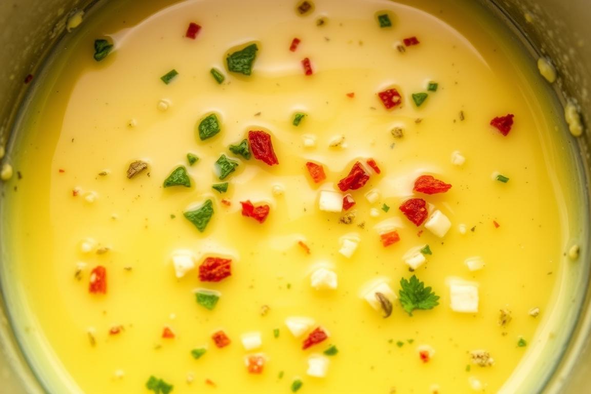 Close-up of cowboy butter mixture with herbs and spices visible
