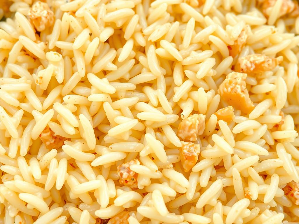 Close-up of perfectly cooked rice in the casserole