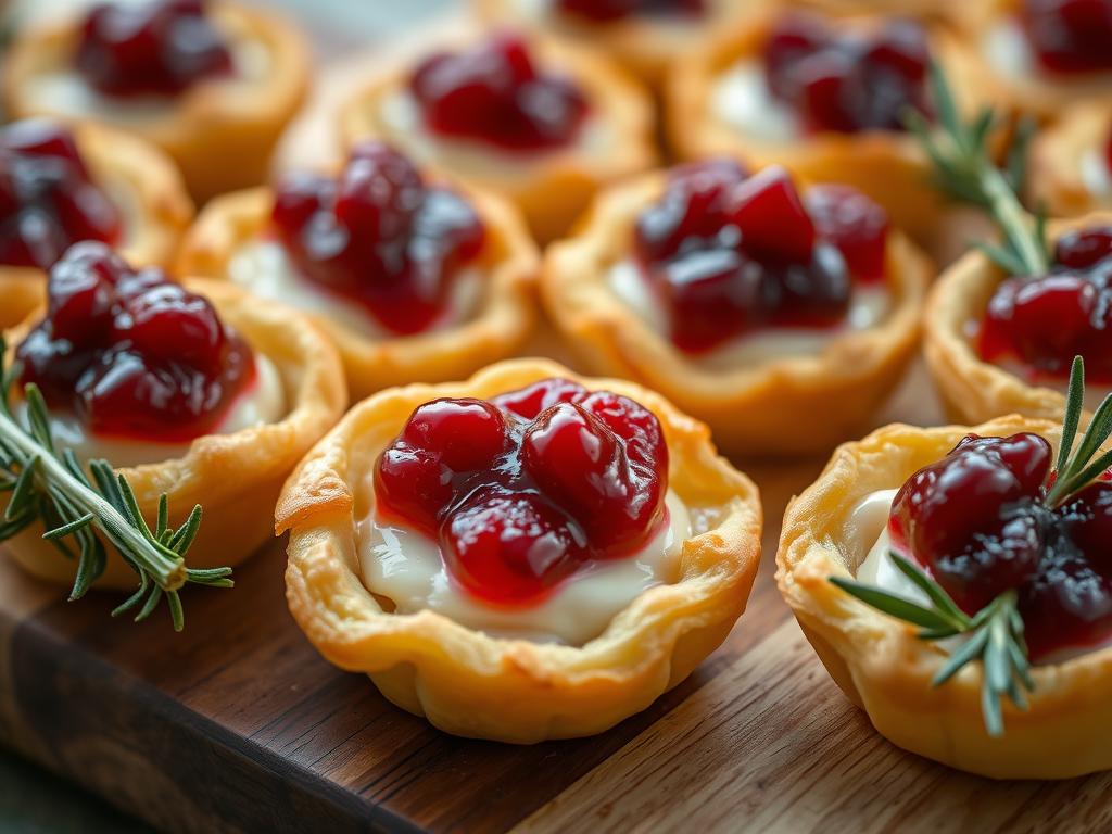 Cranberry Brie Bites on a serving platter Cranberry Brie Bites on a serving platter