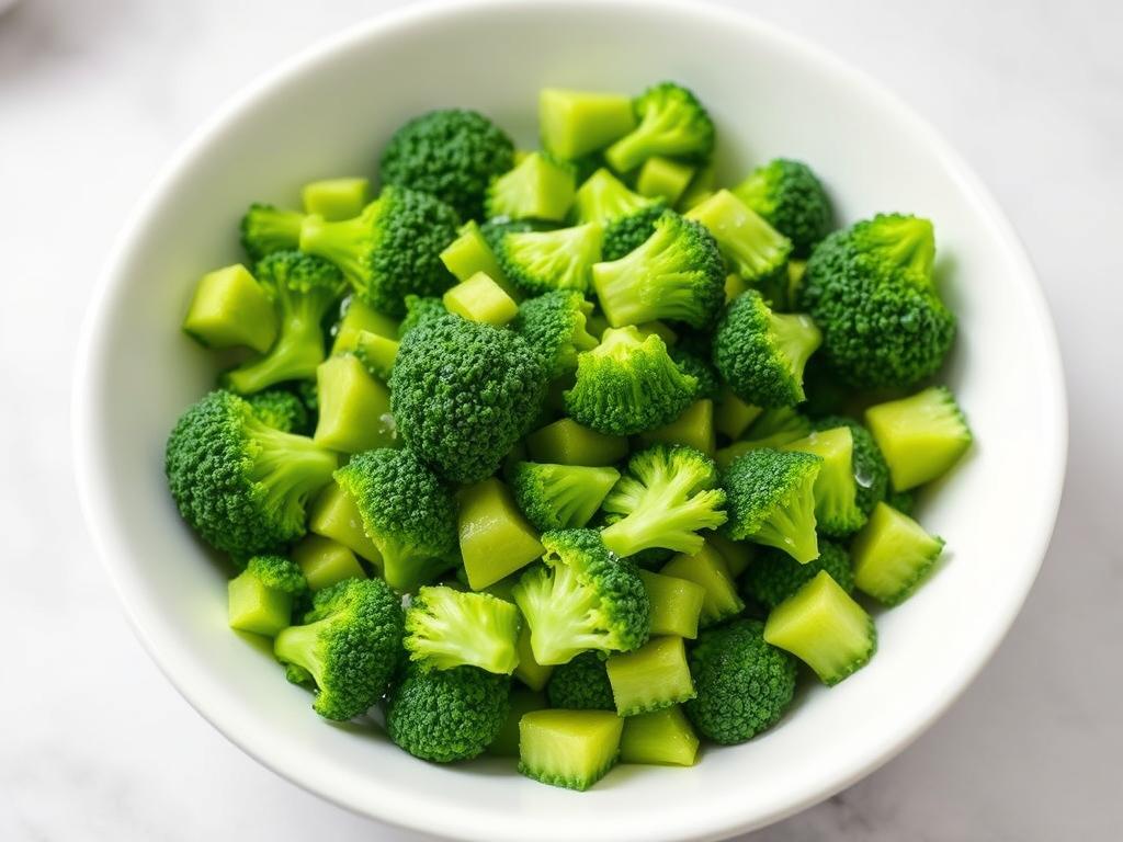 Fresh broccoli florets cut into small bite-sized pieces