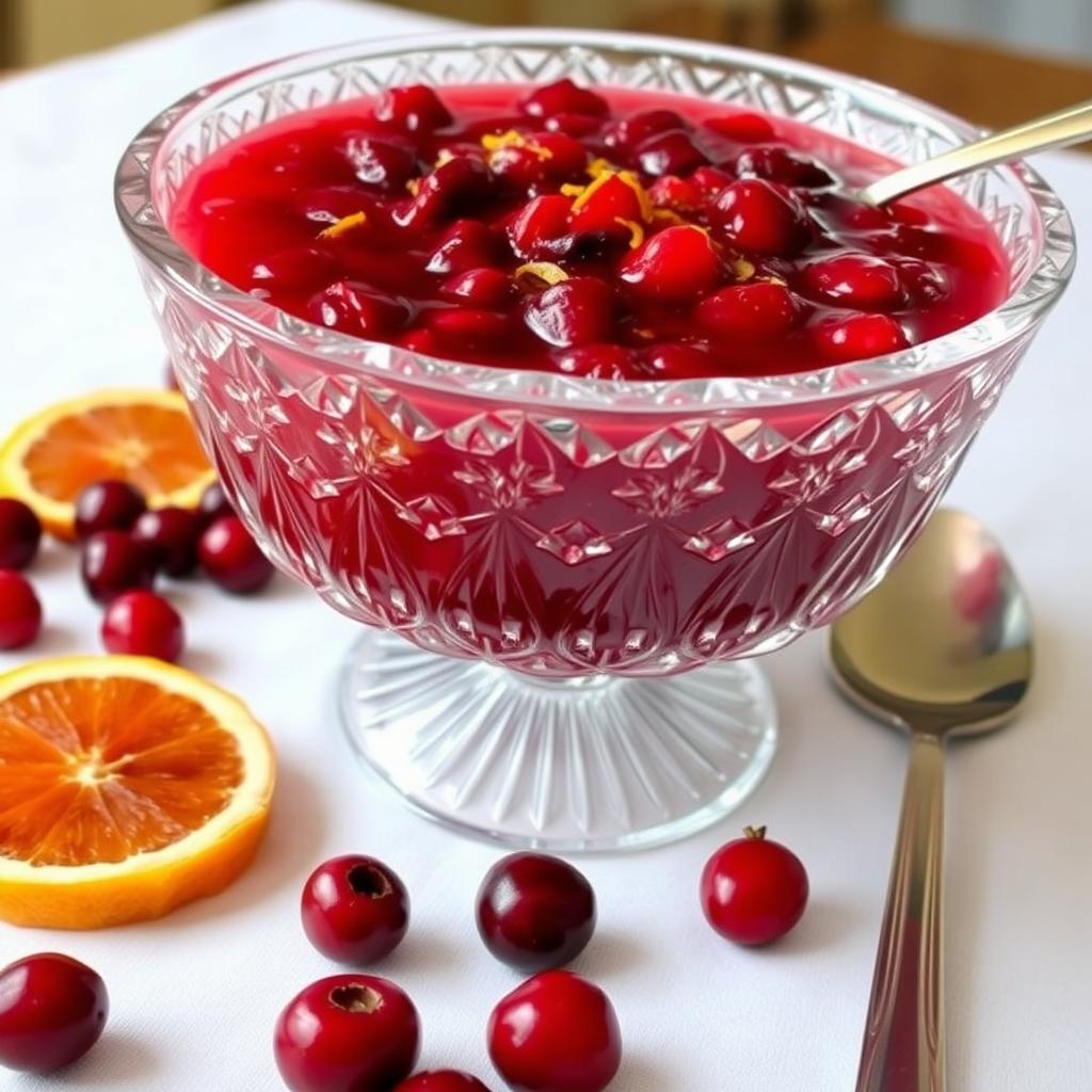 Homemade cranberry sauce in a serving bowl Homemade cranberry sauce in a serving bowl