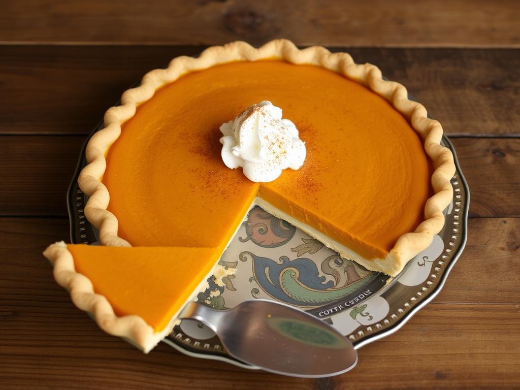 Homemade pumpkin pie with whipped cream Homemade pumpkin pie with whipped cream