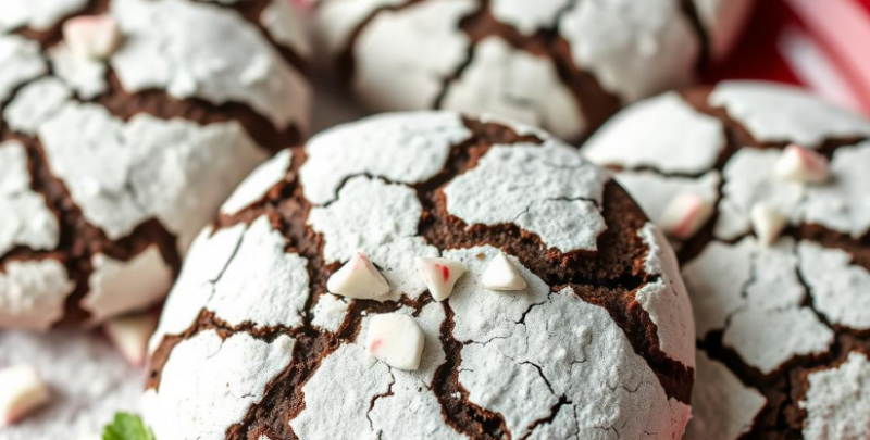Chocolate Peppermint Crinkle Cookies