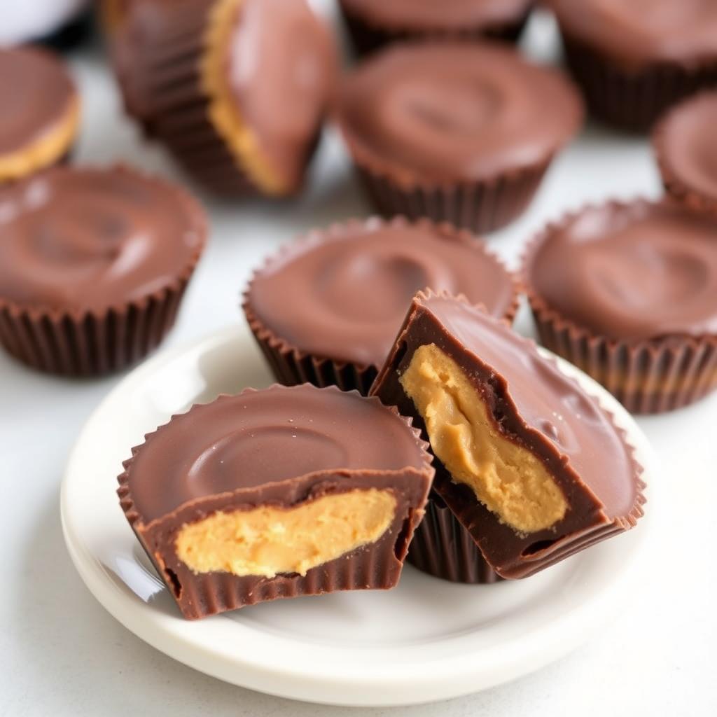 Homemade vegan chocolate peanut butter cups on a plate